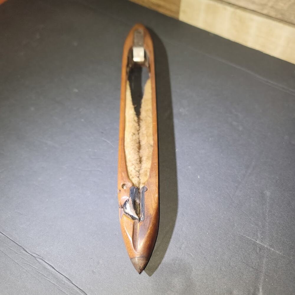 Antique 16" Wood Weaving Loom Boat Shuttle